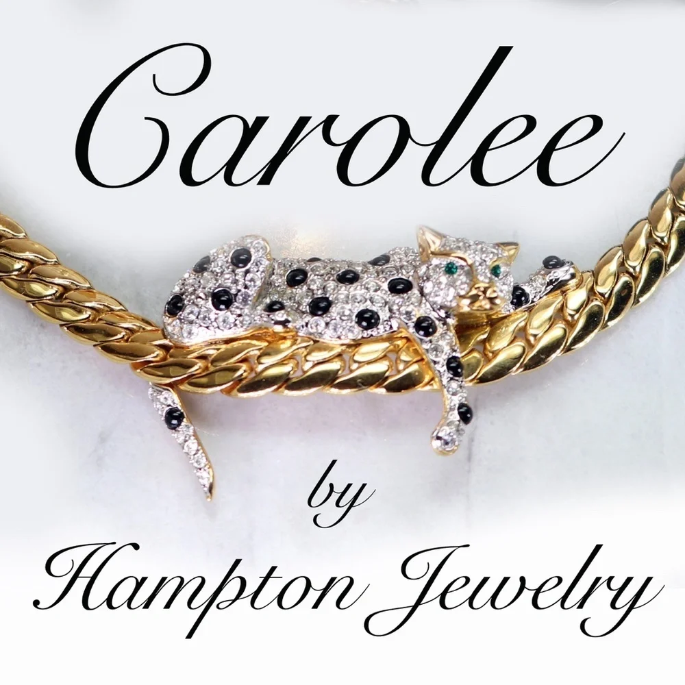 Duchess of Windsor ⚜️ Vintage Leopard Crystal Encrusted Necklace by Carolee 🐆 - Picture 10 of 16
